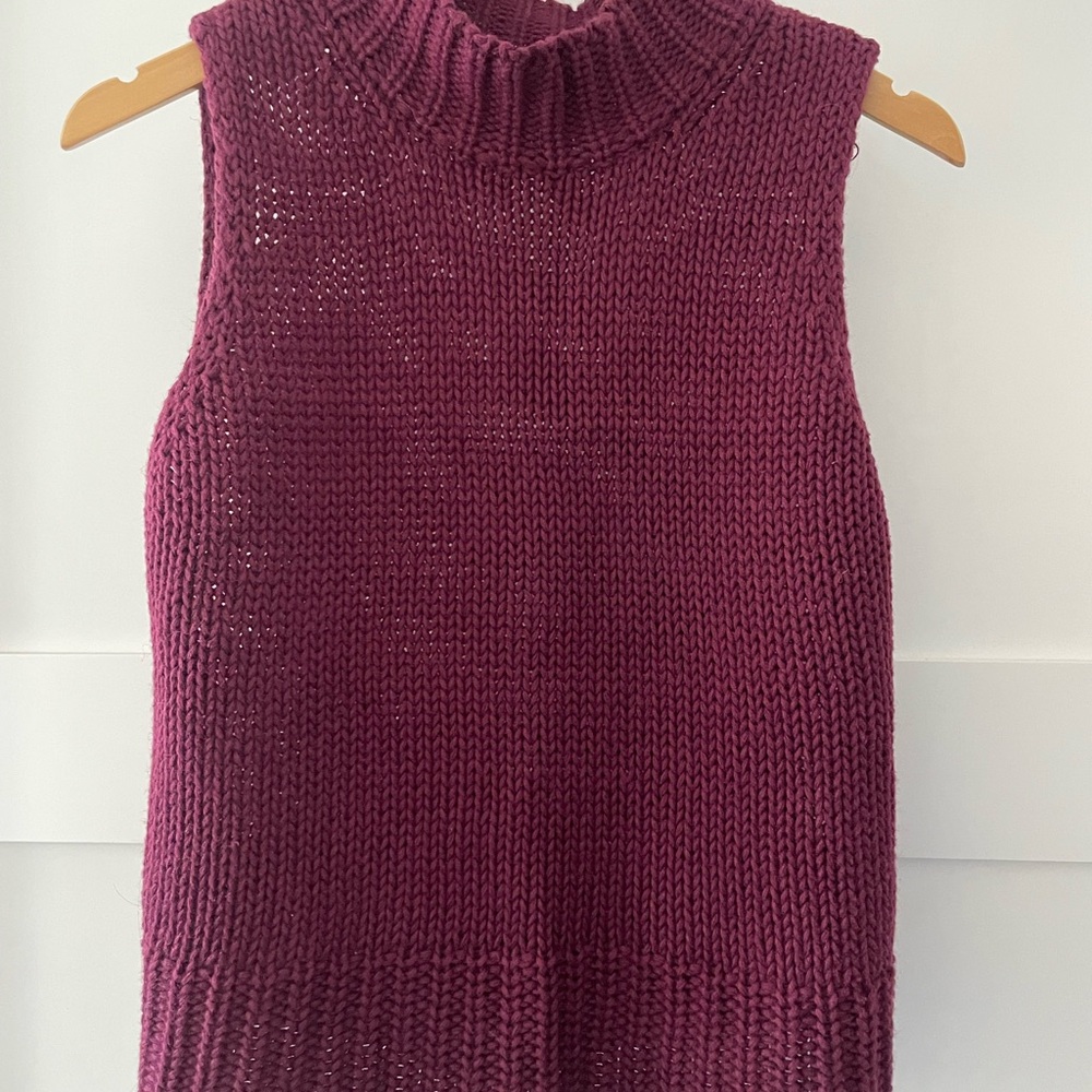 Express Burgundy Sleeveless Turtleneck Sweater